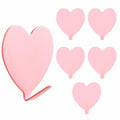 COMNICO 6 Pack Heart Shaped Stainless Steel Adhesive Hooks Silver