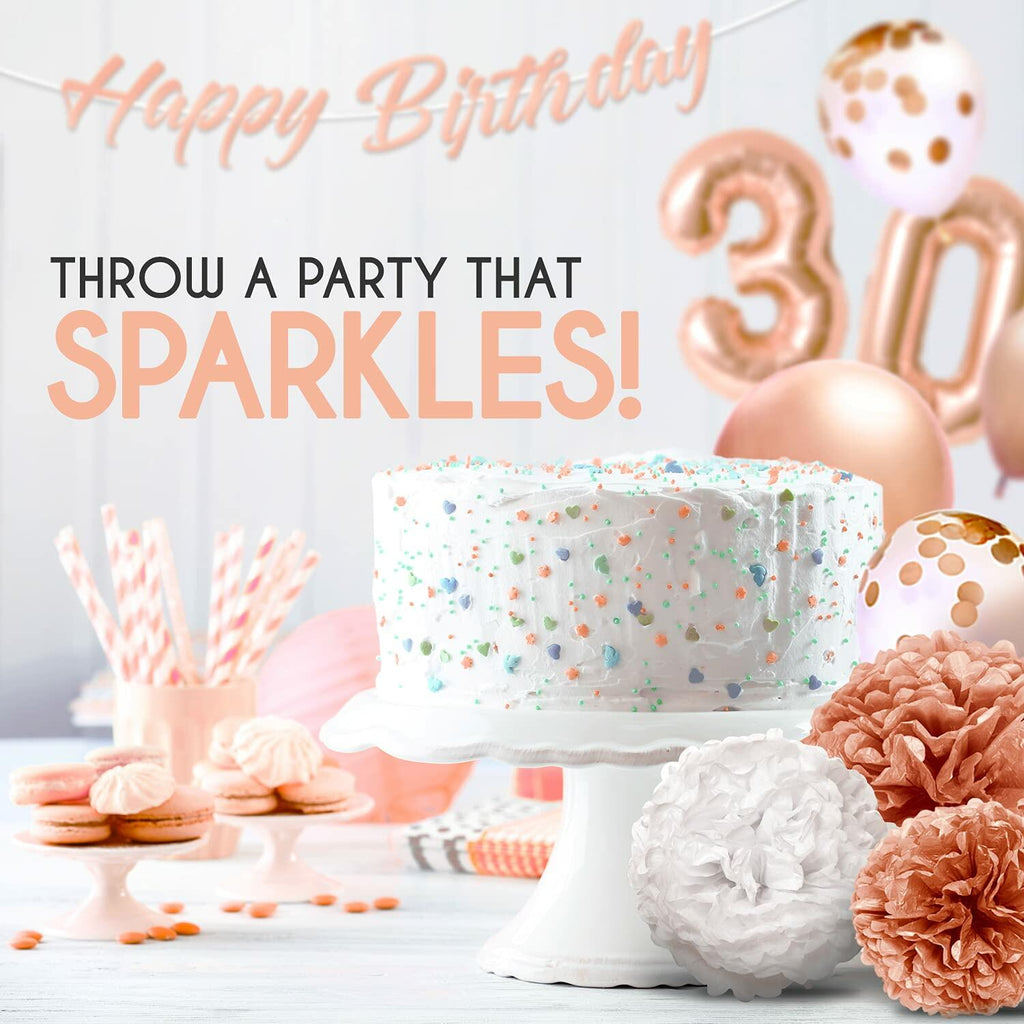 EpiqueOne 41-Piece Rose Gold 30th Birthday Party Decorations for Women