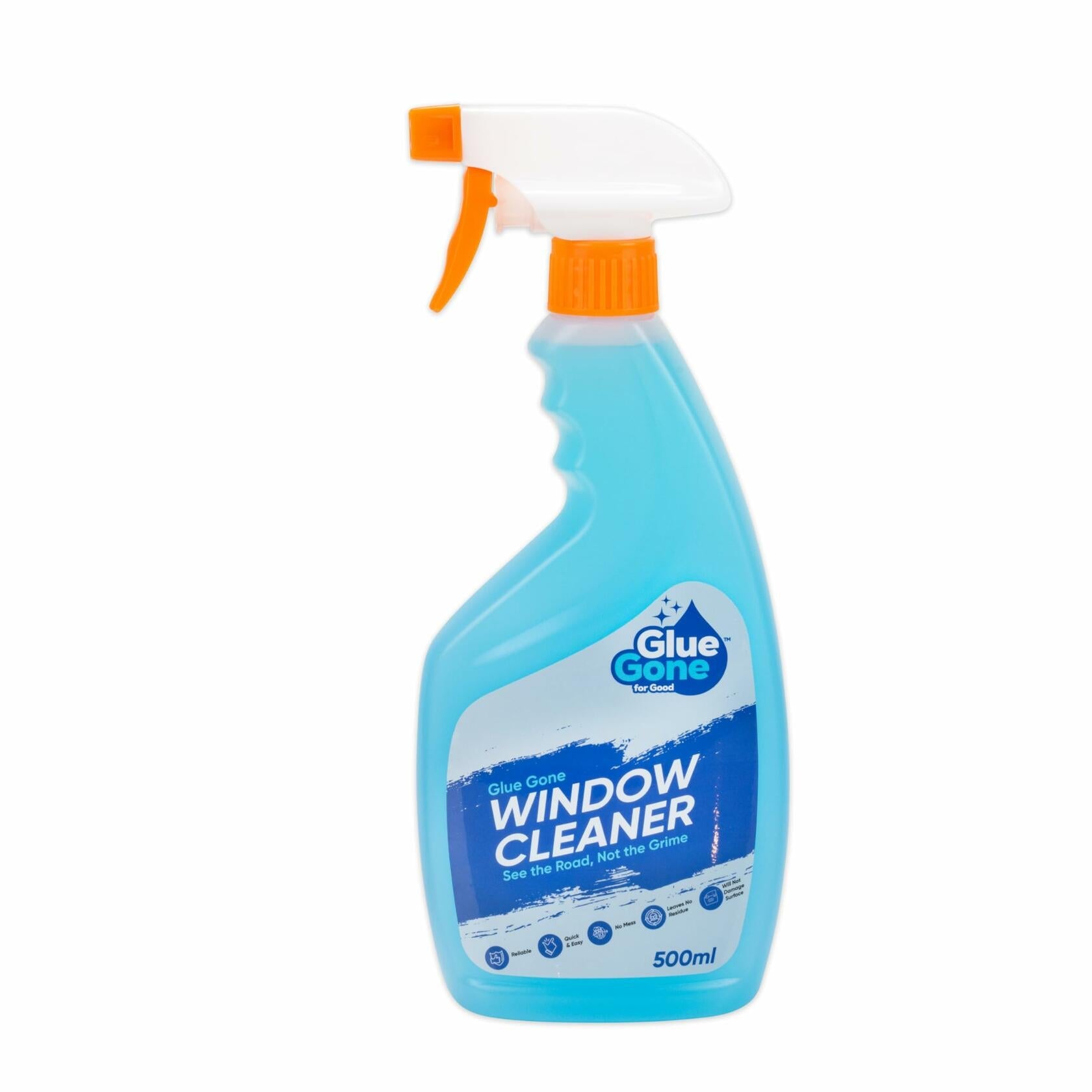 Glue Gone Car Window Cleaner Spray 500ml Streak-Free Shine Safe on Tints