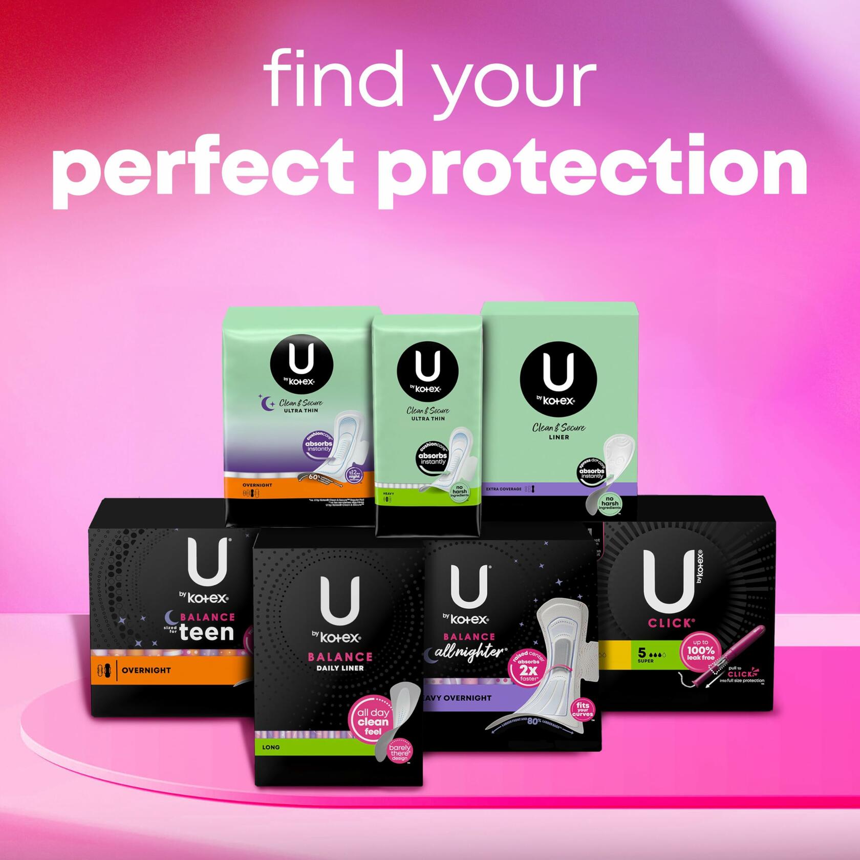 U by Kotex Balance Teen Ultra Thin Pads Heavy Absorbency 28 Count