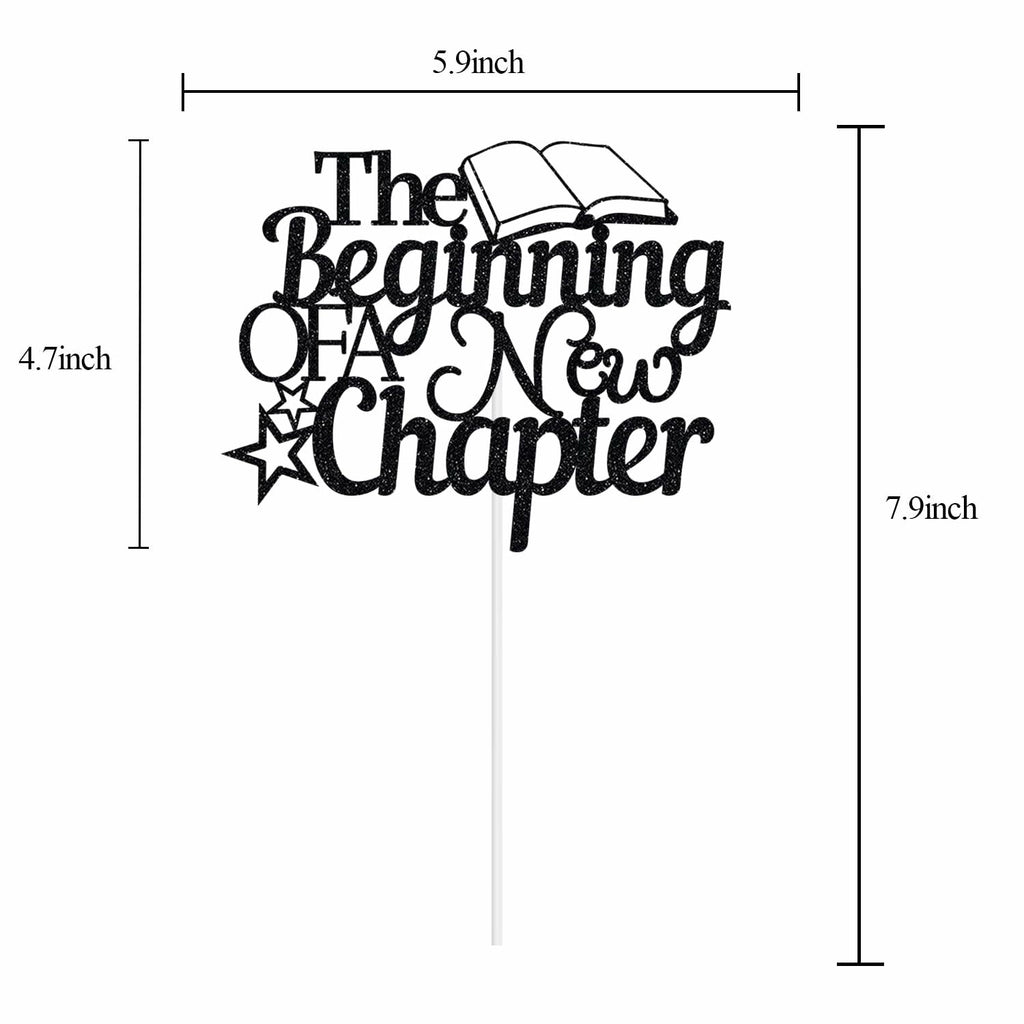 The Beginning of A New Chapter Cake Topper Black Glitter