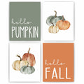 JWVK Hello Pumpkin Boho Fall Wall Art Prints Set of 4 8x10 Unframed