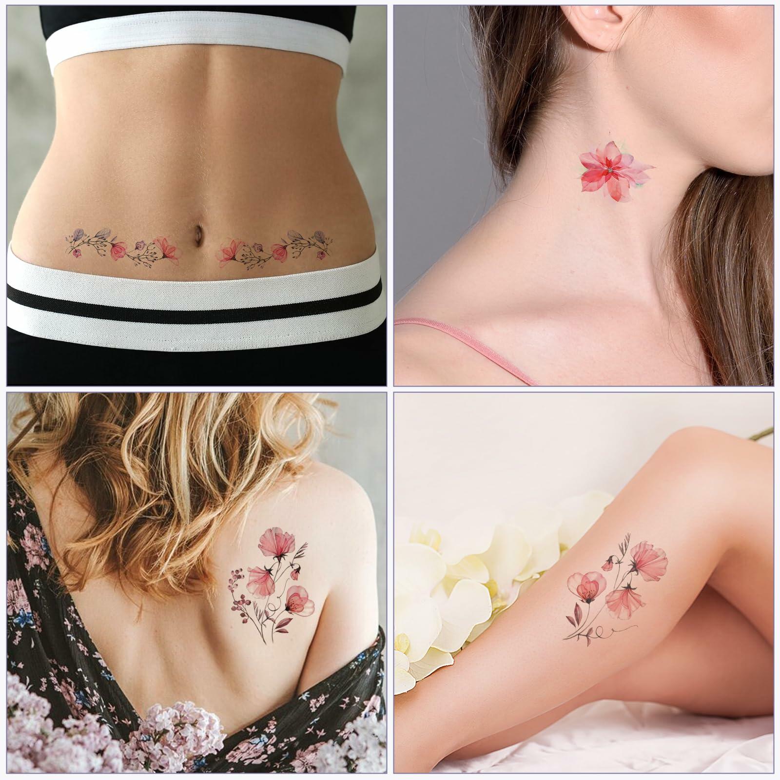 Jeffdad 20 Sheets Watercolor Floral Temporary Tattoos Stickers for Women