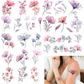 Jeffdad 20 Sheets Watercolor Floral Temporary Tattoos Stickers for Women
