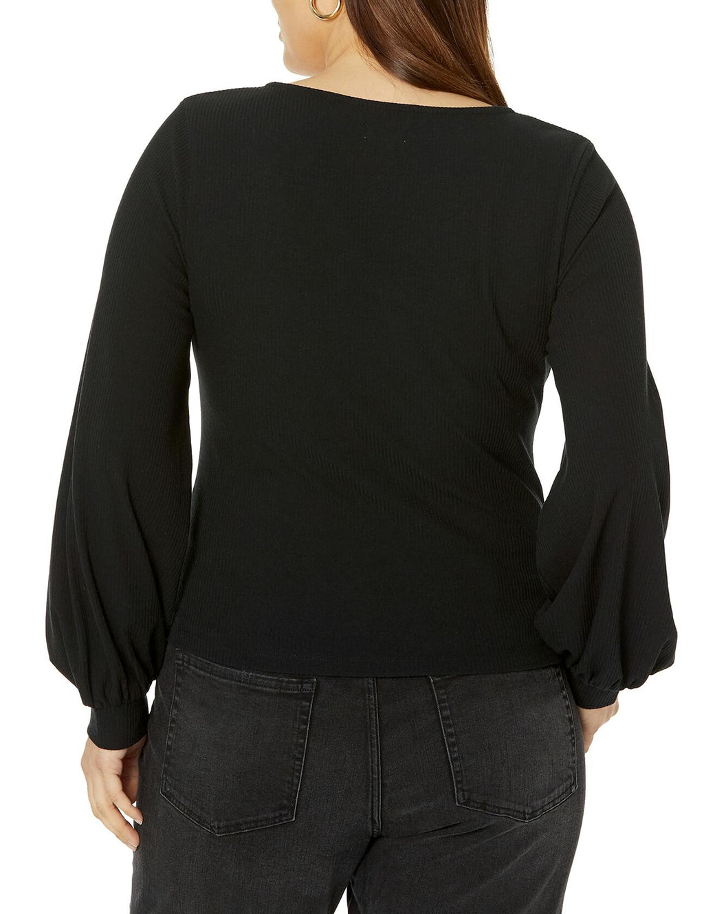 The Drop Women's @lucyswhims Square-Neck Balloon-Sleeve Top Black Size L