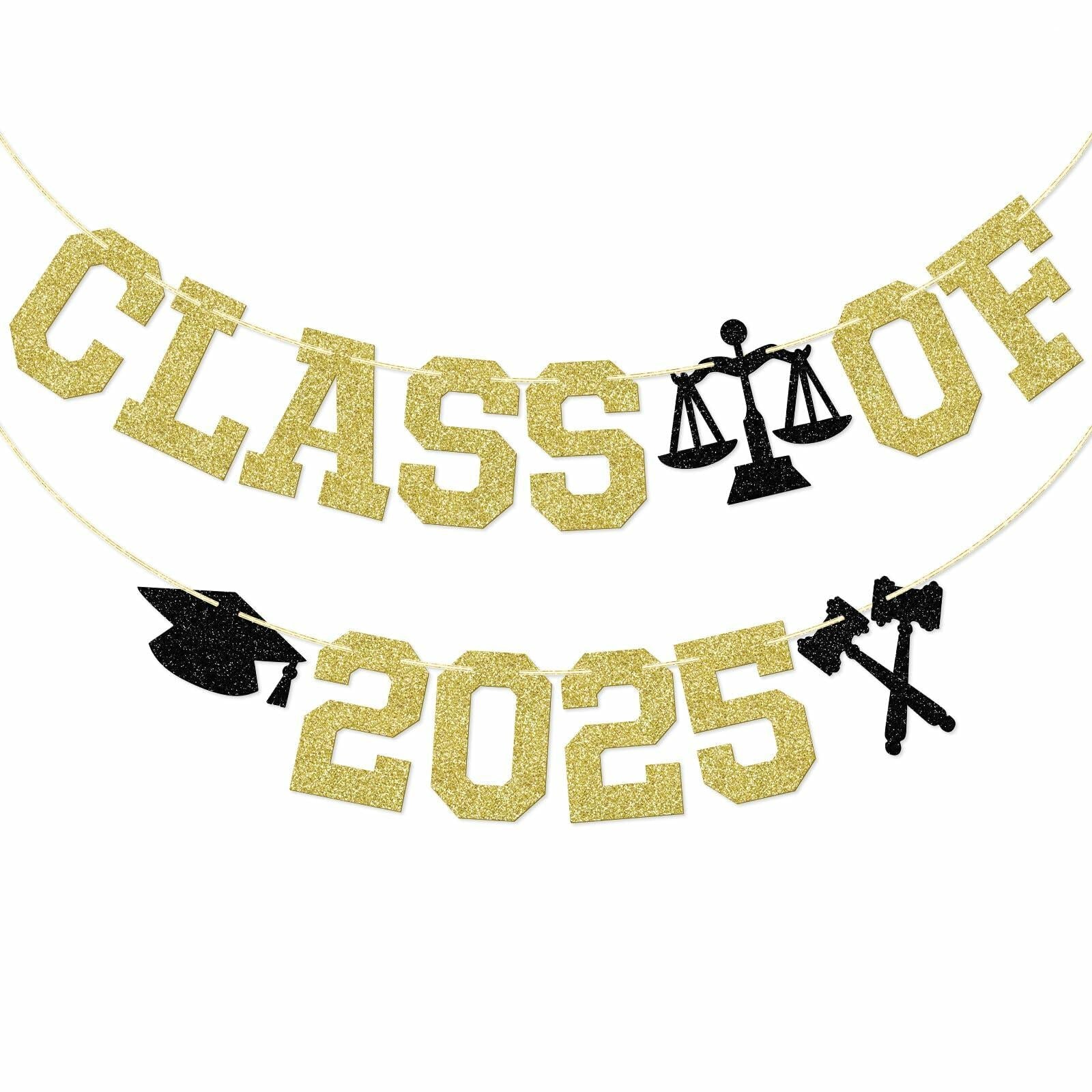 Glitter Class of 2025 Lawyer Graduation Banner Decor Party Supplies