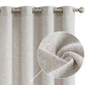 2pc Jinchan Faux Linen Burlap Curtains 63" Heathered Gray Grommet Panels