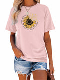 EADINVE Women's Sunflower Graphic Crew Neck Cotton Summer Tee Size L