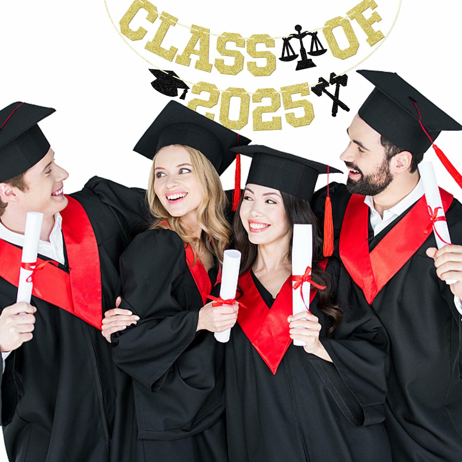 Glitter Class of 2025 Lawyer Graduation Banner Decor Party Supplies