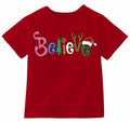 Boys Girls Toddler Reindeer Christmas Short Sleeve Holiday Red Tee Shirt Size 3T