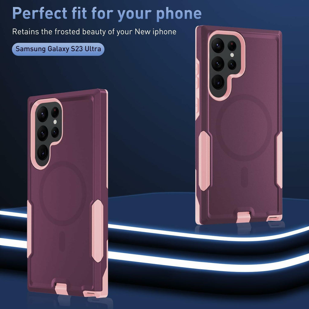 THMEIRA Samsung Galaxy S23 Ultra Case 2 Pack Belt Clip Screen Protector Purple