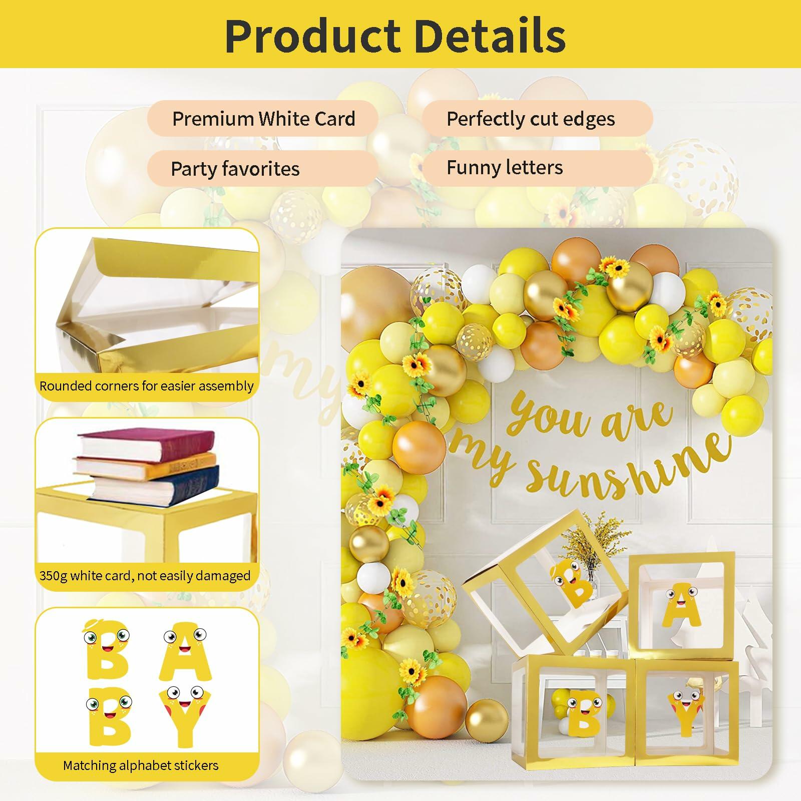 Onteftshop Baby Boxes Letters Party Decorations Clear Gold 4 Count
