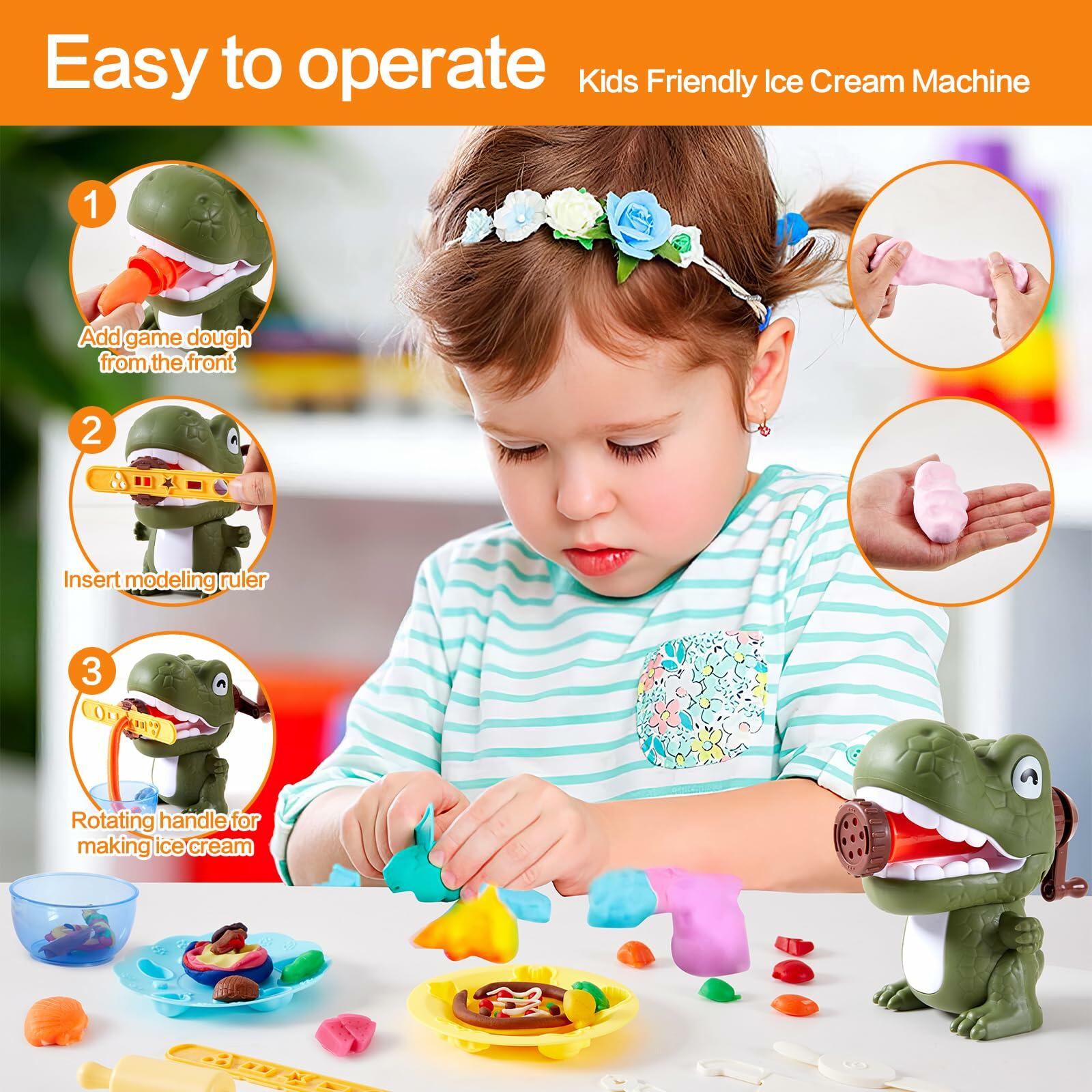 Play Dough Dinosaur Set Bulk Pack Noodle Maker Toy Kids Ages 4-8