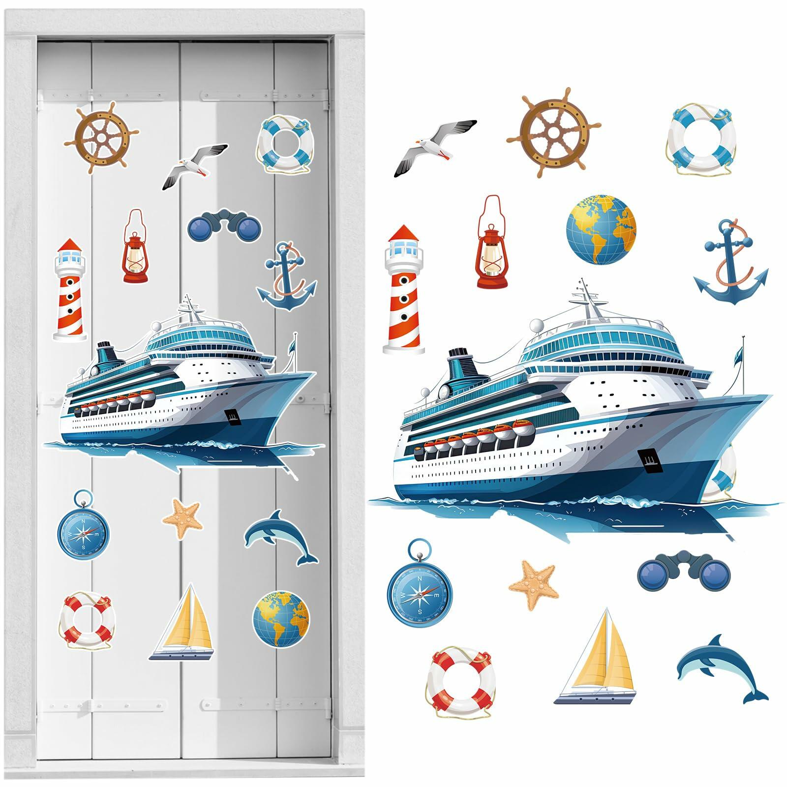Toodoo 14 Pcs Nautical Cruise Door Magnets Anchor Boat Decorations