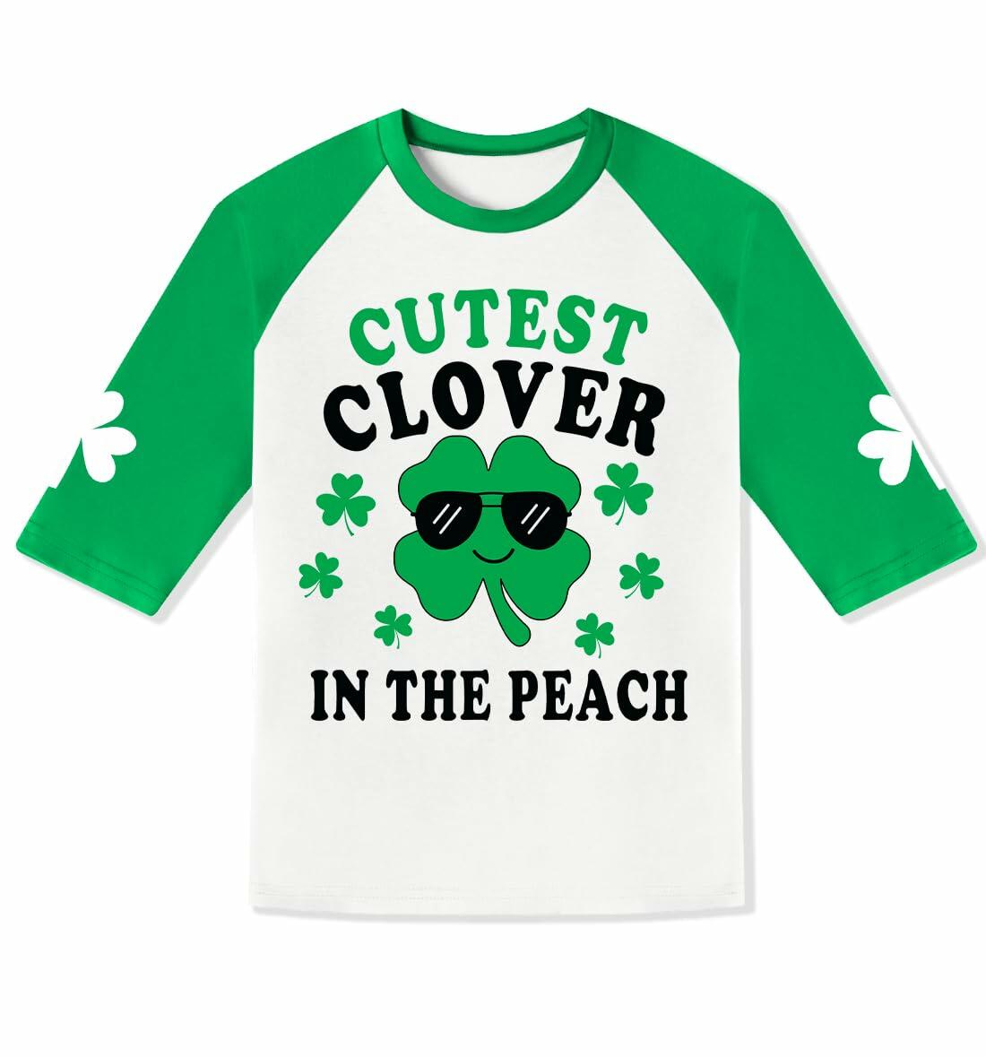 BesserBay Toddler St Patricks Day Clover Raglan Tee White Size 2 Years