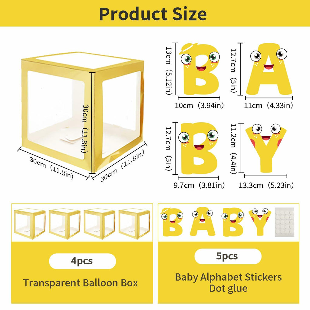 Onteftshop Baby Boxes Letters Party Decorations Clear Gold 4 Count