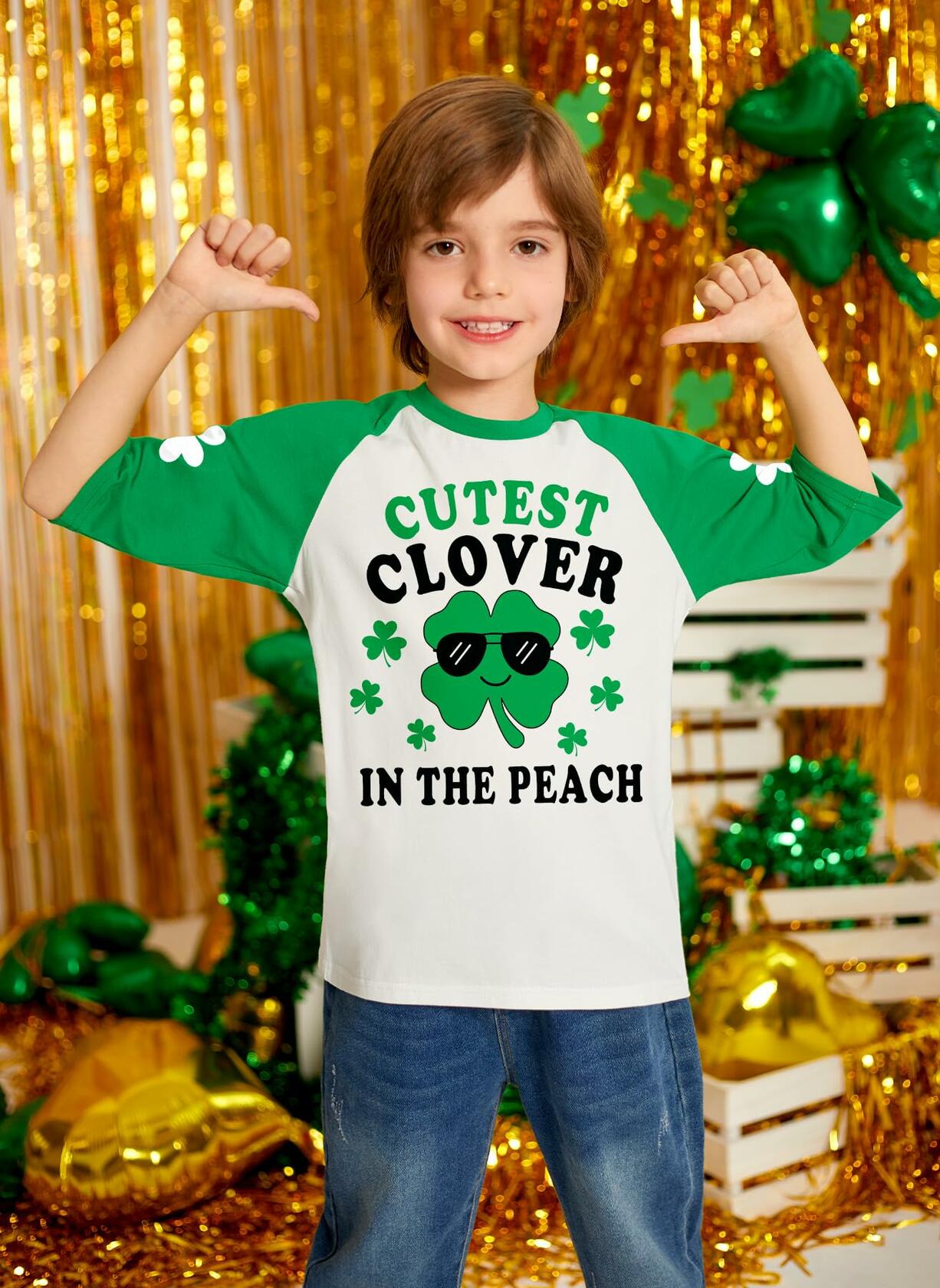 BesserBay Toddler St Patricks Day Clover Raglan Tee White Size 2 Years