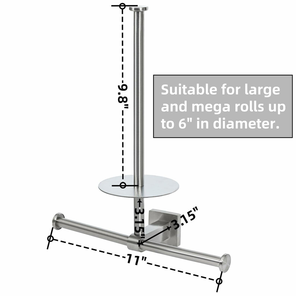 Double Toilet Paper Holder with Shelf Wall Mount 304 Stainless Steel