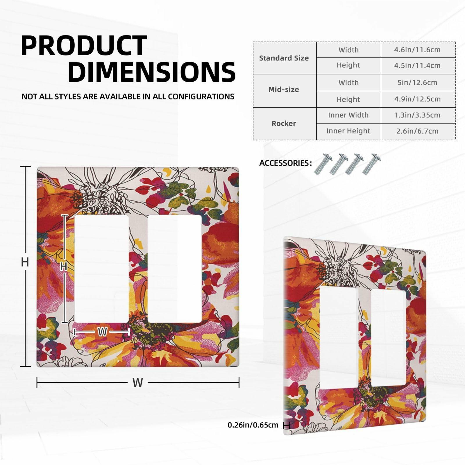 Xuejiaku 2 Gang Watercolor Flowers Wall Plate Double Rocker Switch Cover