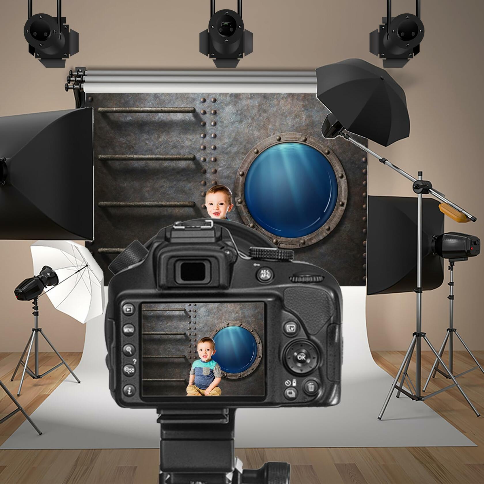 Baocicco Underwater World Photography Backdrop 5x4ft Cartoon Submarine