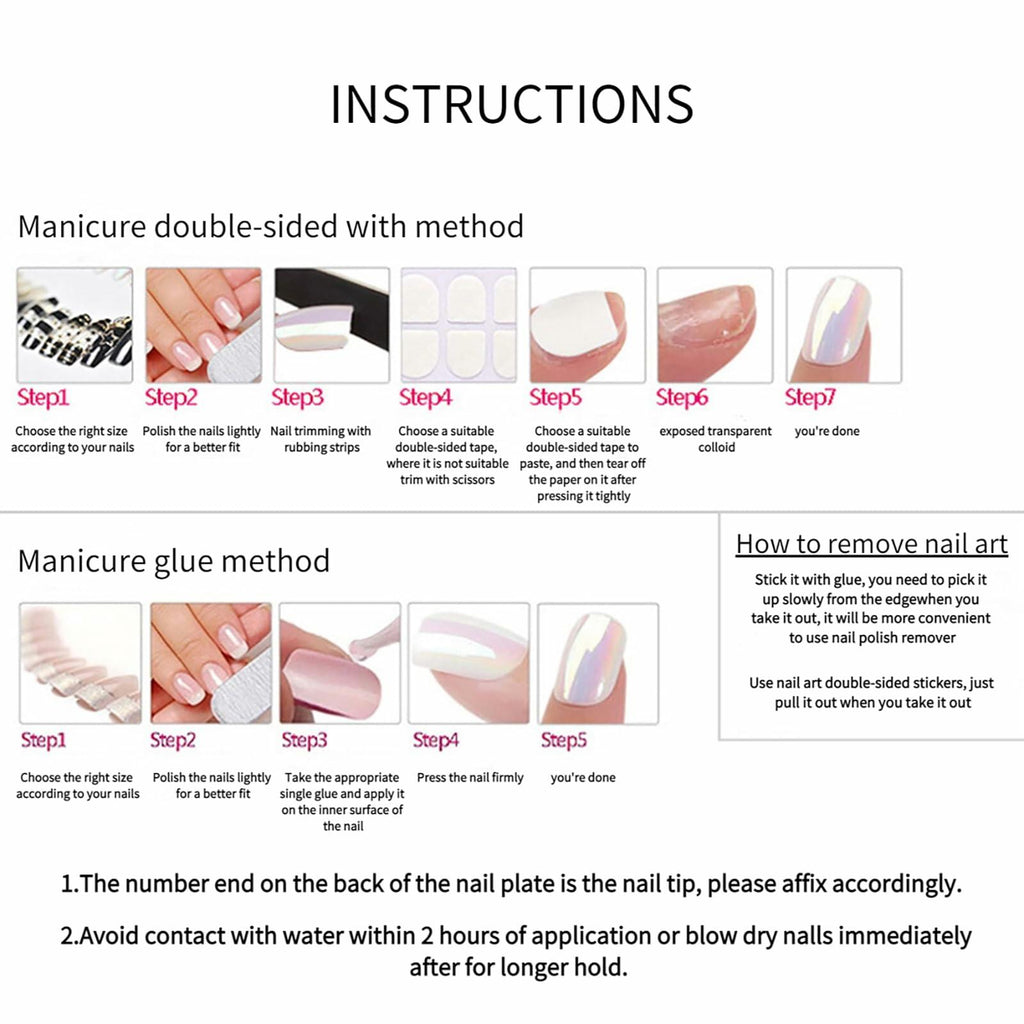 RTKHFZE French Tip Pink Long Square Press On Nails 24pcs Flower Rhinestones