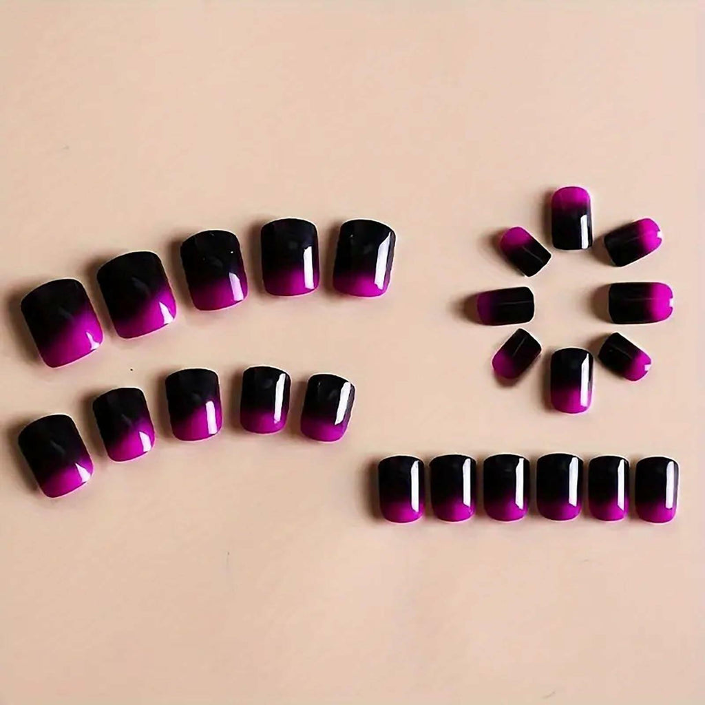 RTKHFZE French Tip Pink Long Square Press On Nails 24pcs Flower Rhinestones