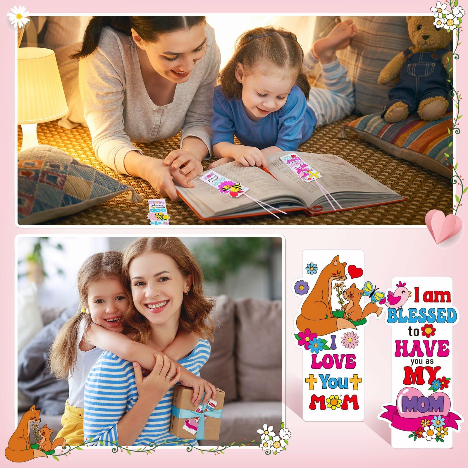 Dunzoom 200 Pcs Mother's Day Christian Coloring Bookmarks Bulk DIY