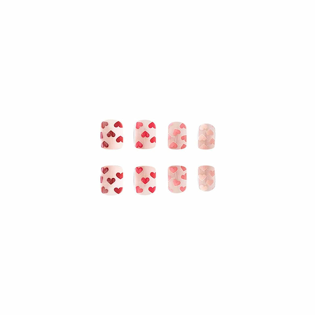 RIICFDD Heart Press On Nails Medium Square Glossy French Tip 72Pcs