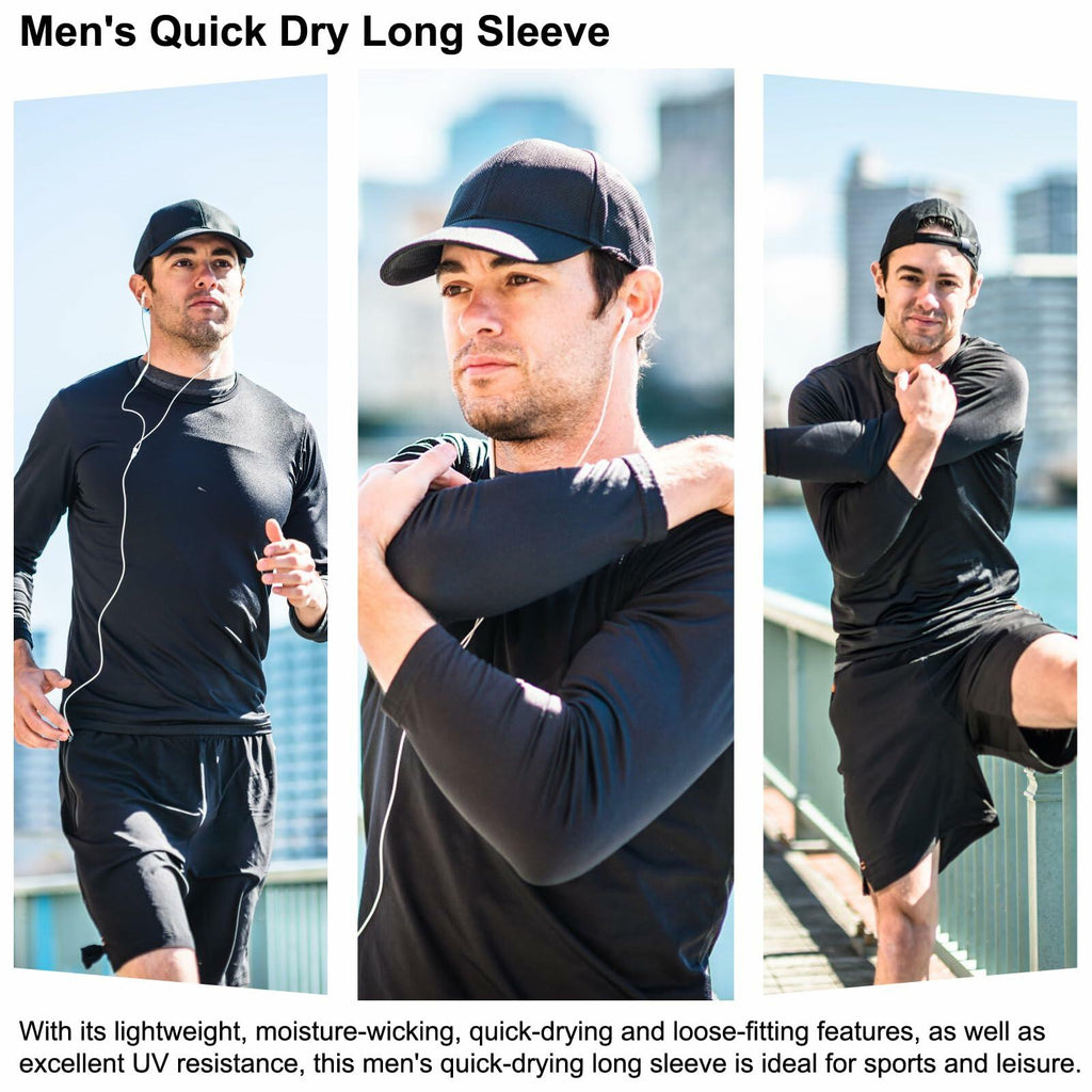 HovSiyla Men's Long Sleeve Moisture Wicking Running Shirt XL