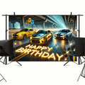 BlissYard Race Car Happy Birthday Banner 70x43" Party Backdrop Decor