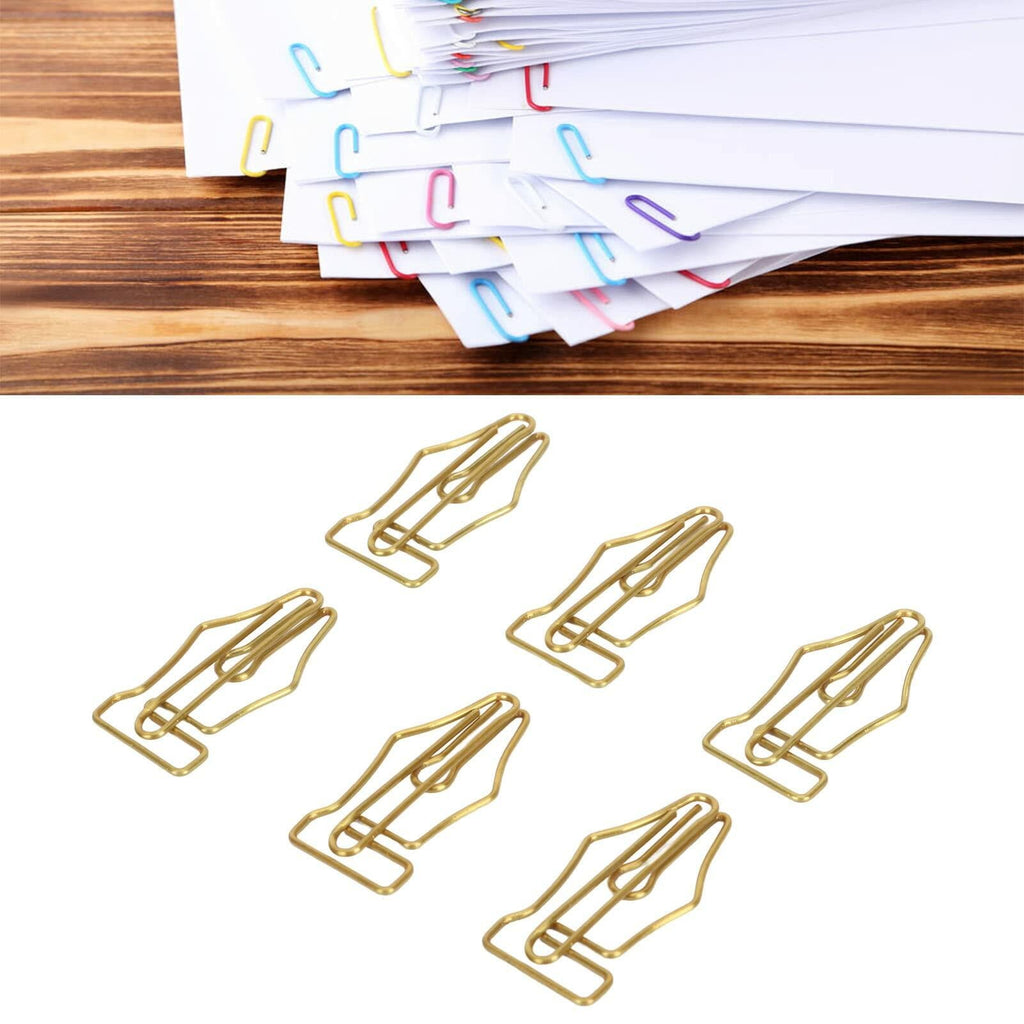 FUZHUI Paper Clips 100 Pcs Large Gold Plastic Covered Iron Pen-Shaped