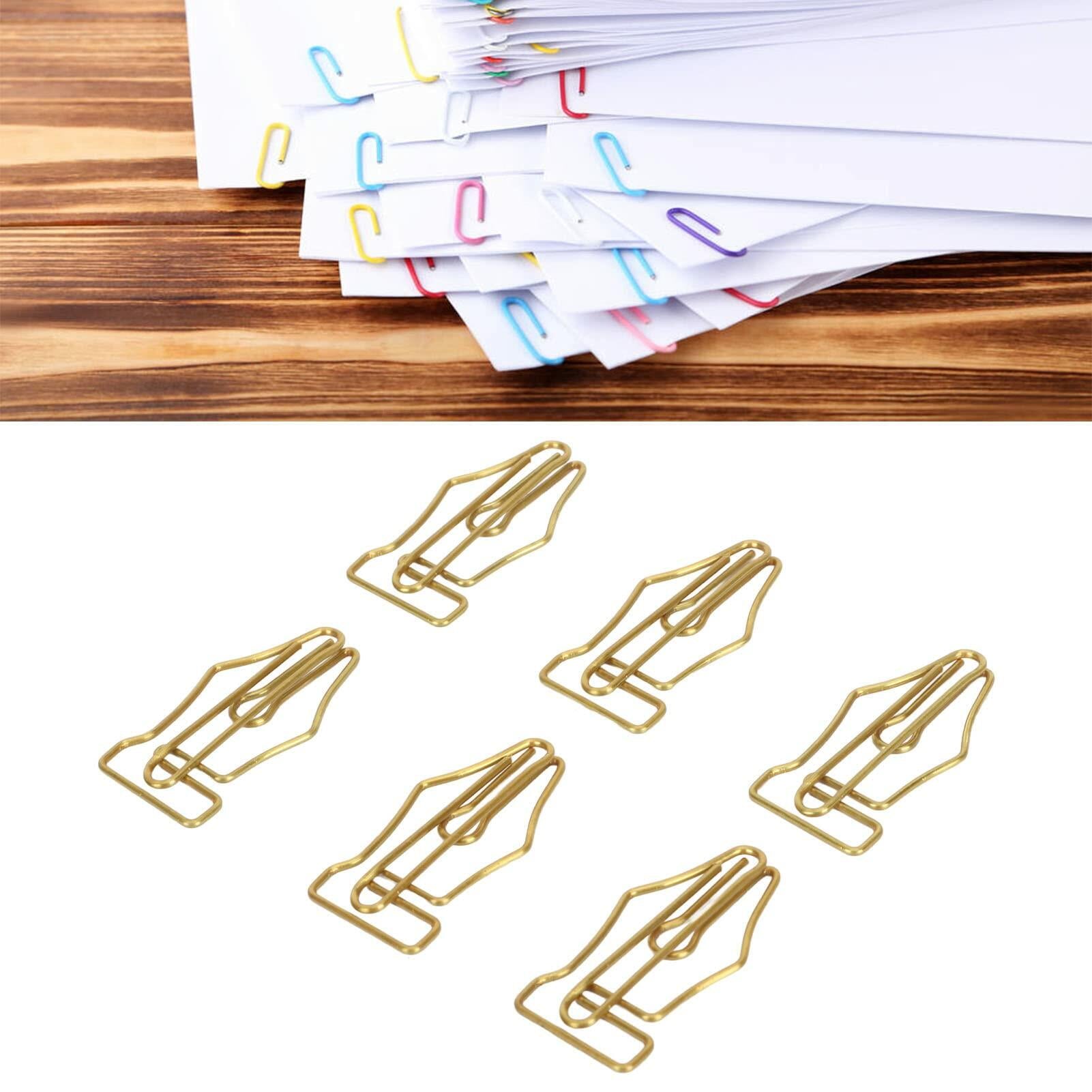 FUZHUI Paper Clips 100 Pcs Large Gold Plastic Covered Iron Pen-Shaped