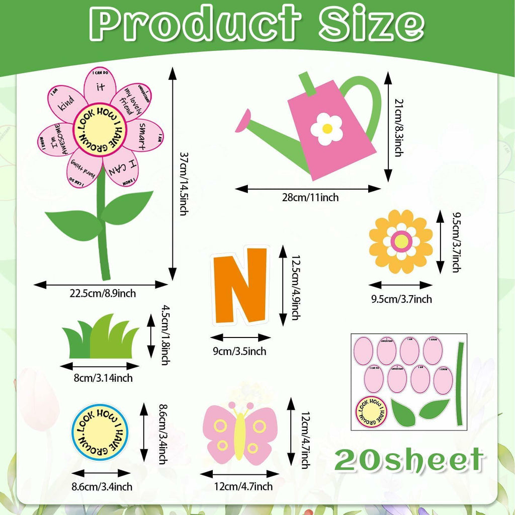 182PCS Spring Bulletin Board Decorations Set Flowers Floral Classroom Decor