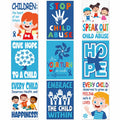 Feifeiya Child Abuse Prevention Poster Blue Pinwheel 9 Pcs Classroom Decor
