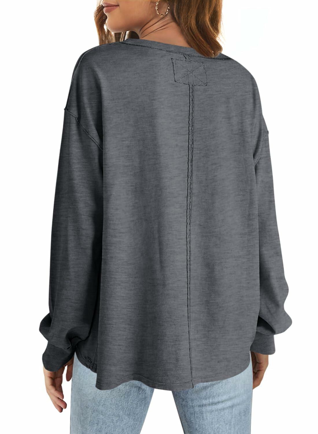 SENSERISE Womens Crewneck Sweatshirt Long Sleeve Pockets Green Size M