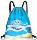 Slohif Kids Drawstring Backpack Green Dinosaur Waterproof Nylon Large