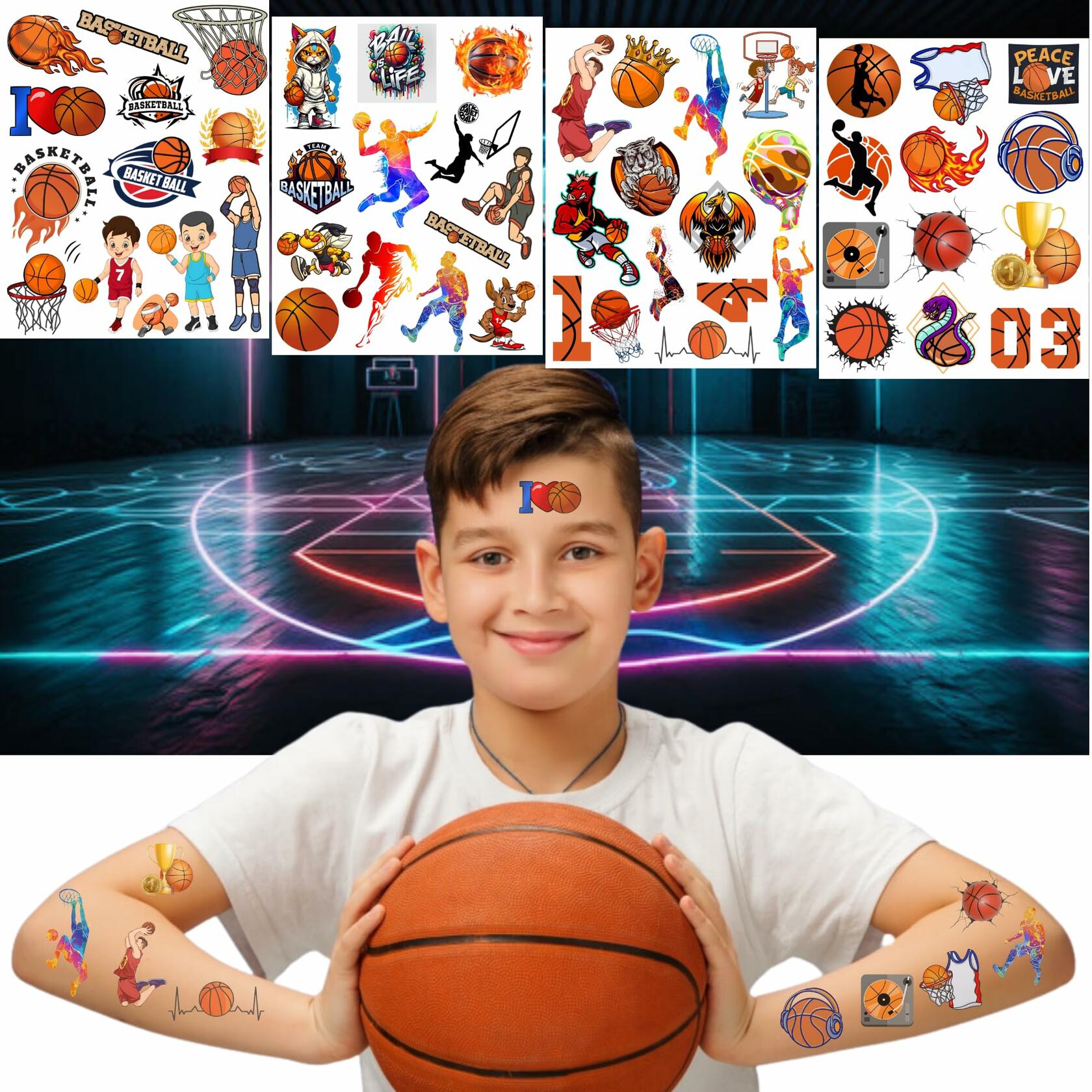 Basketball Temporary Tattoos Party Favors Kids Gift 0.04lb Pack