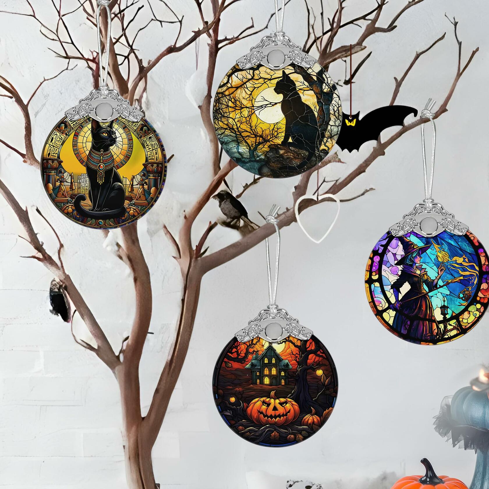 The Haunted House Stained Glass Christmas Ornament Holiday Decoration