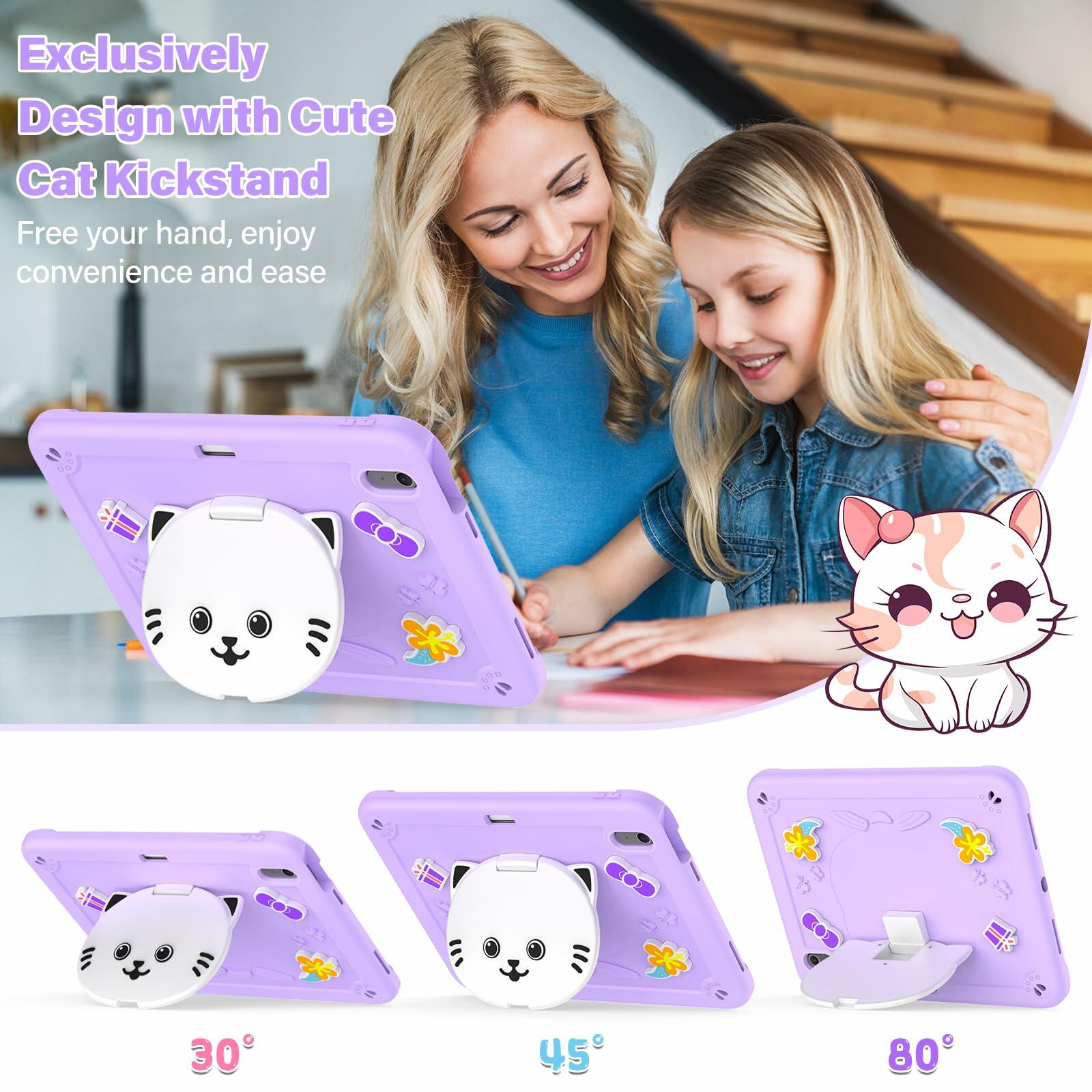 TOMORRY iPad Air 11 Inch Case M3 2025 M2 2024 Purple Tempered Glass