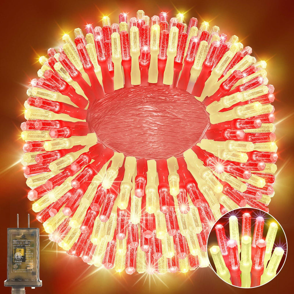 Heceltt 1140 LED 449FT Outdoor String Lights 8 Modes Timer IP44 Red Warm White