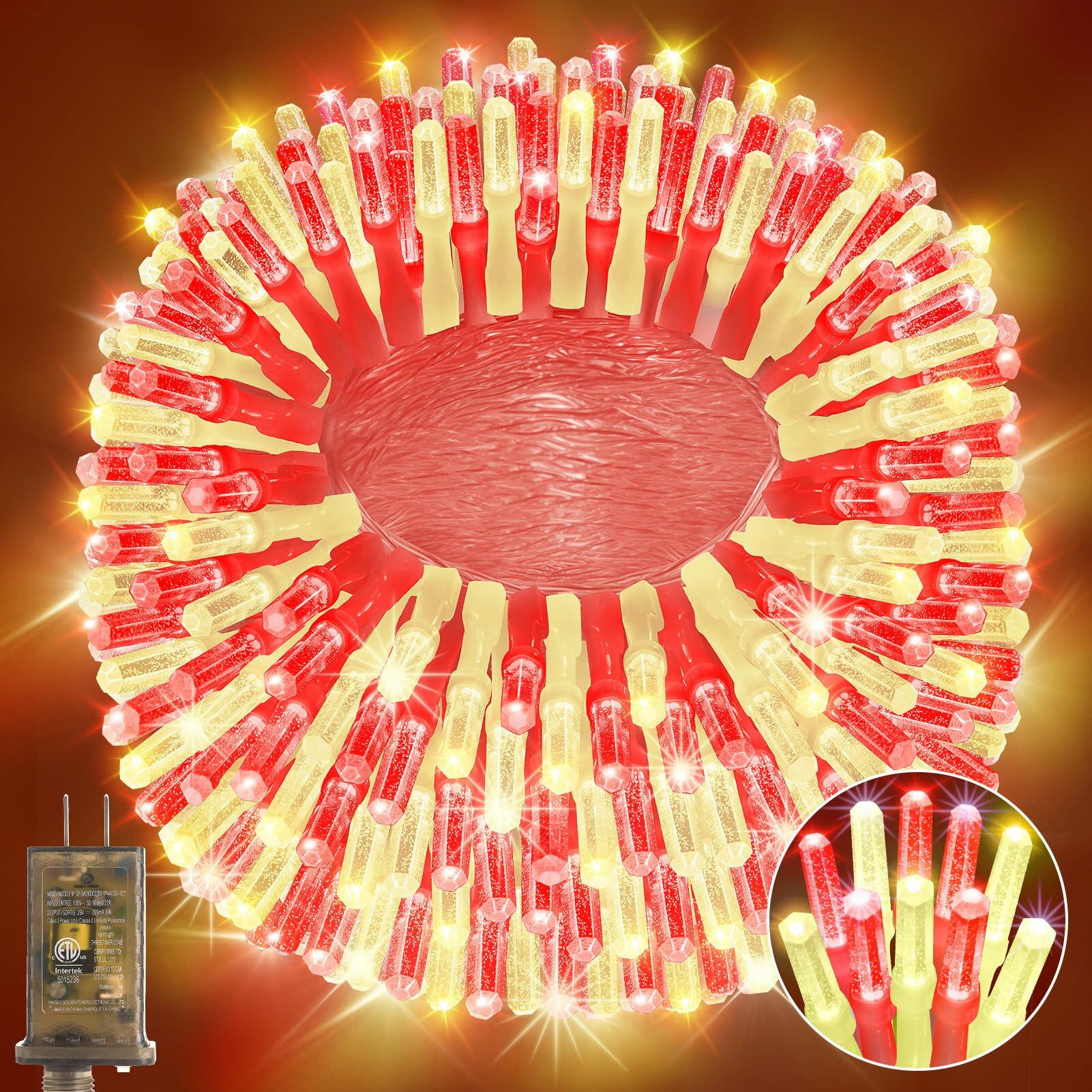 Heceltt 1140 LED 449FT Outdoor String Lights 8 Modes Timer IP44 Red Warm White