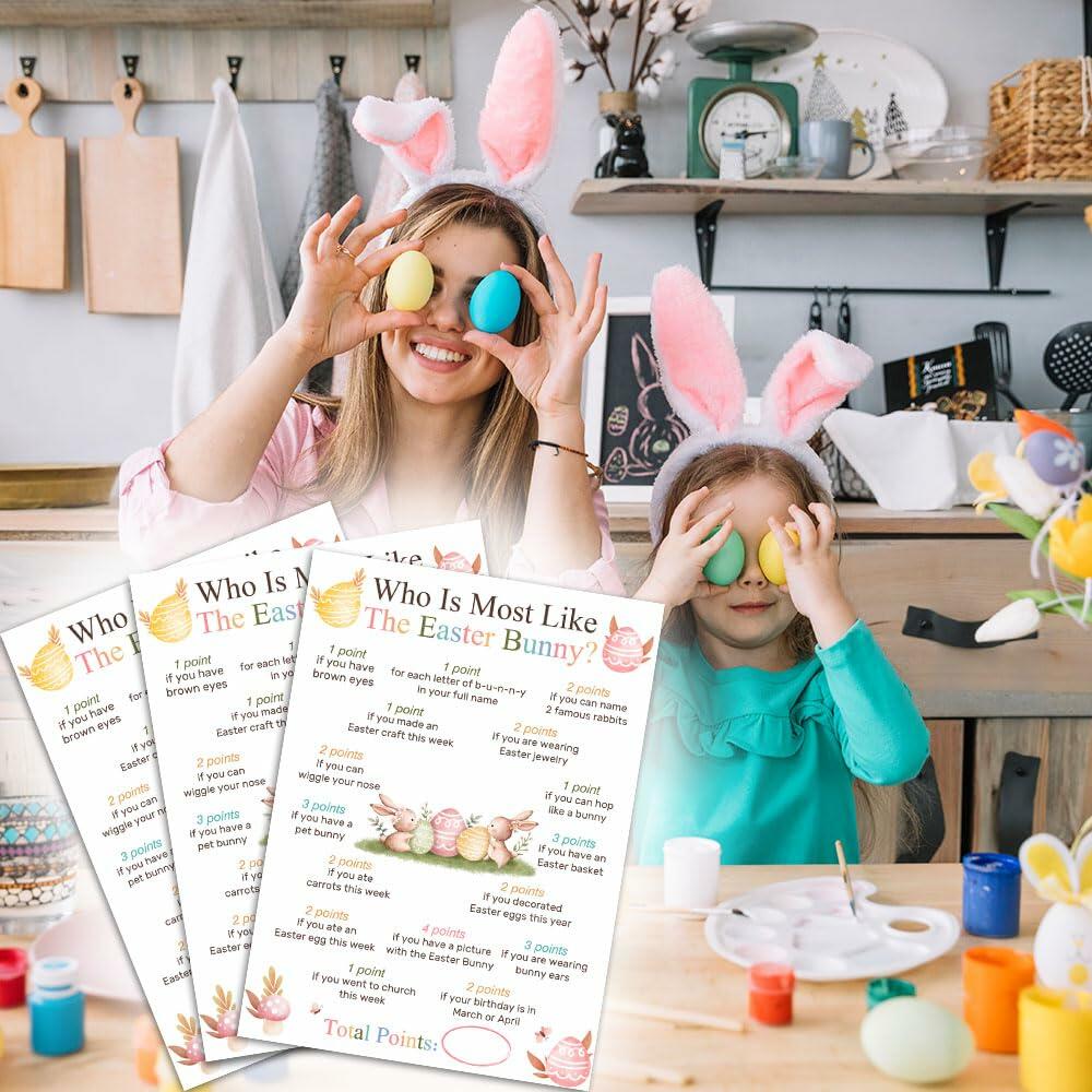 Who Is Most Like The Easter Bunny Game Cards Watercolor Bunny Set of 20