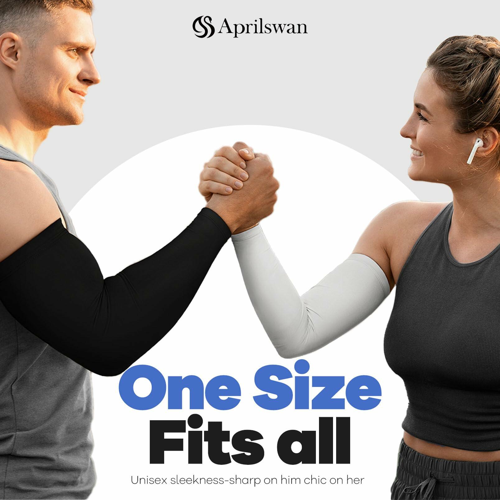 Aprilswan UV Sun Protection Arm Sleeves Compression Non Slip White 1 Pair