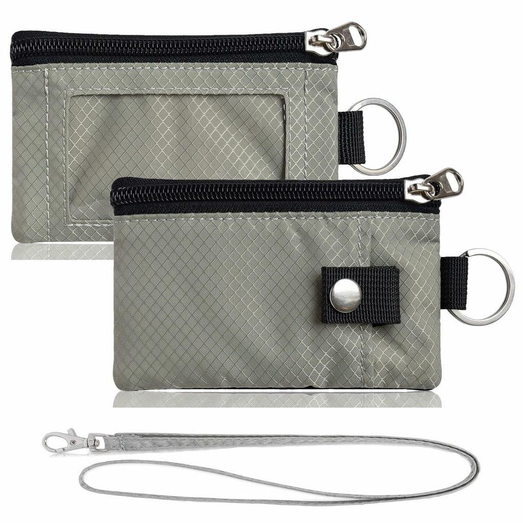 MILUMILUU RFID Blocking Minimalist Wallet Keychain Lanyard Light Grey