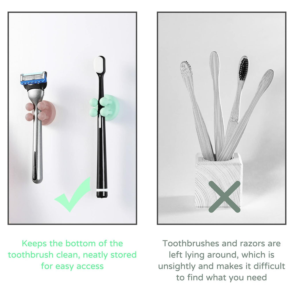 3 Pcs Silicone Toothbrush & Razor Holder Waterproof Self Adhesive Hook