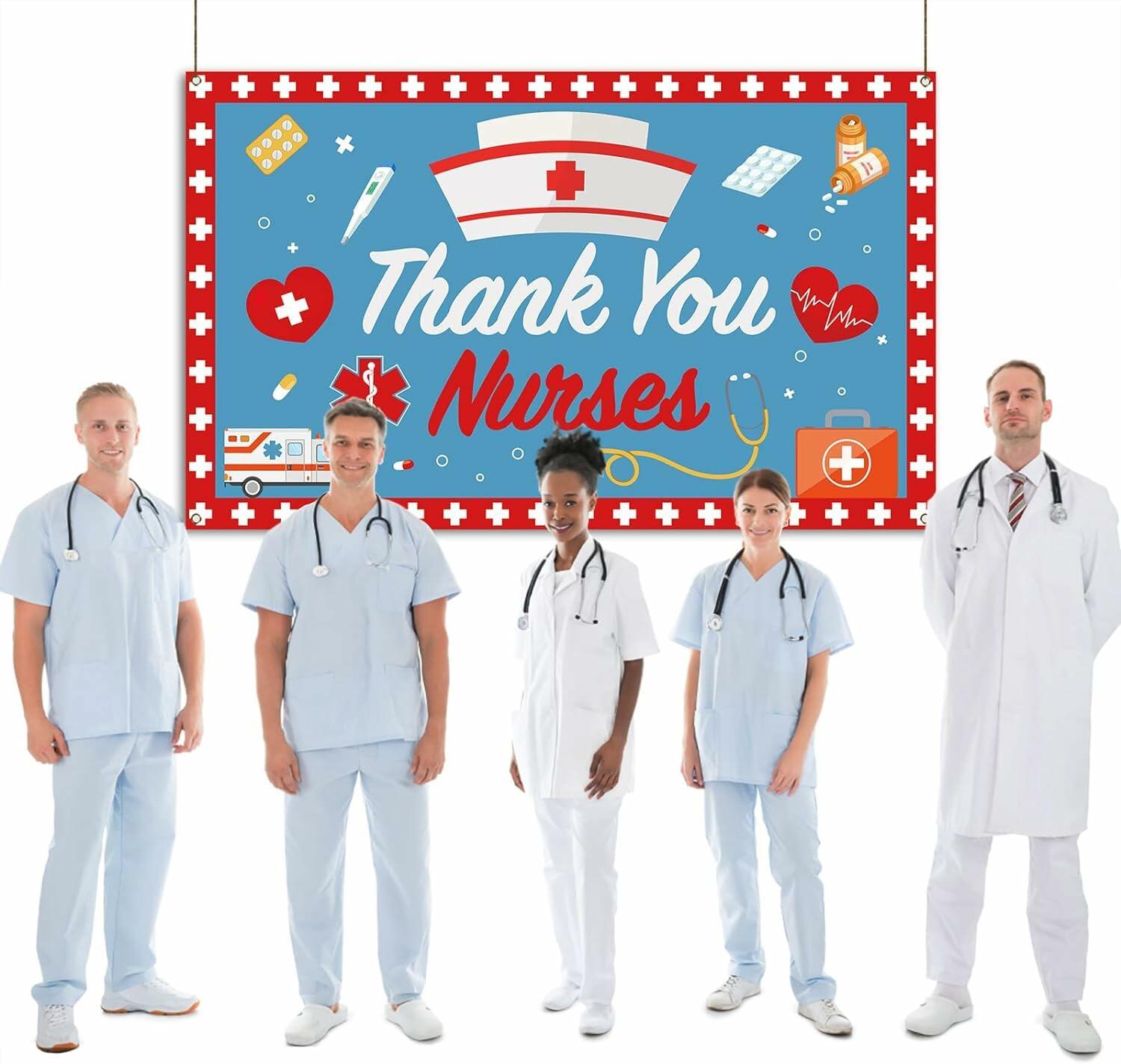 Thank You Nurses Photo Booth Backdrop 7x5ft Indoor Outdoor Party Decor