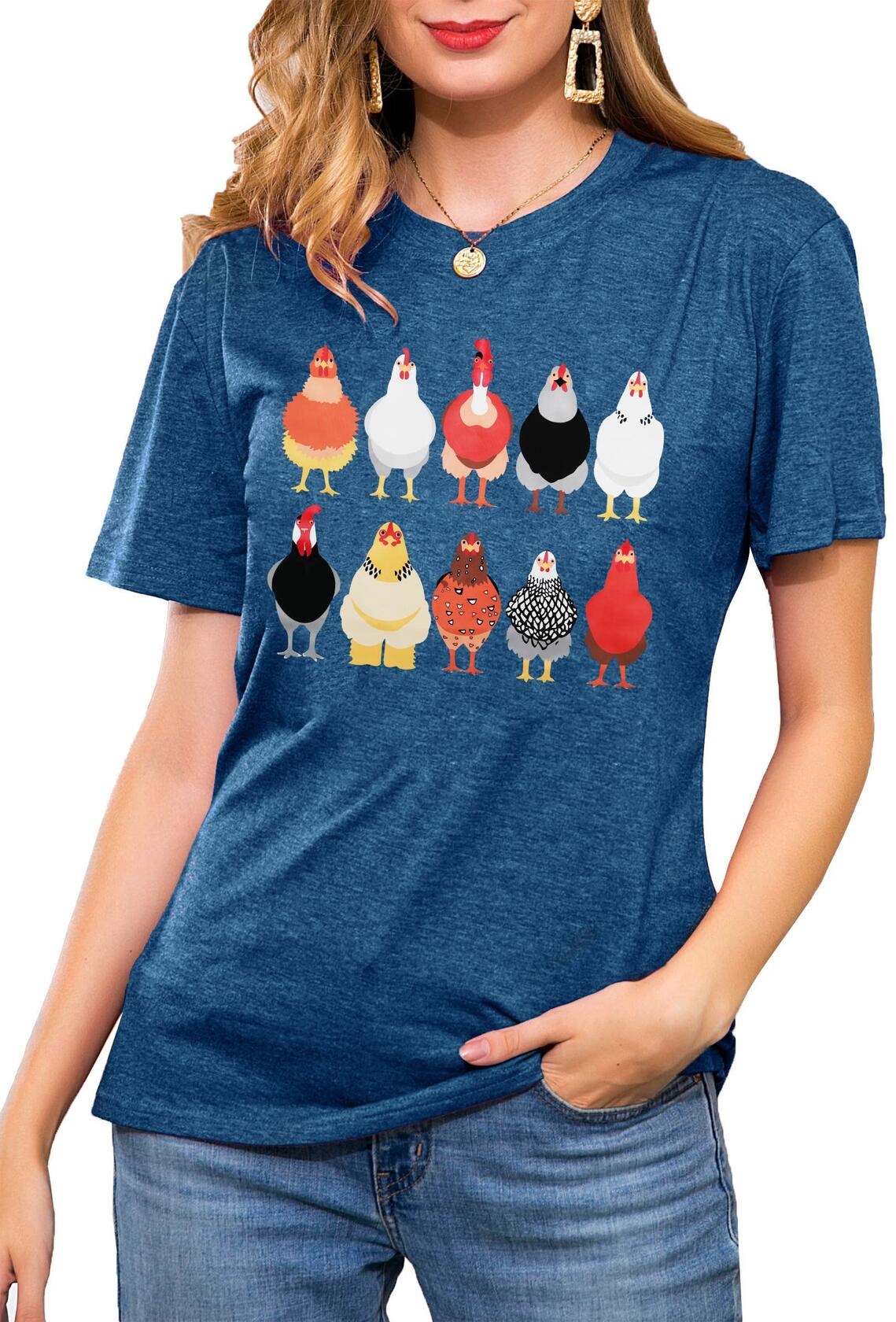 St. Patrick's Day Chickens Shirt Women Green Size L