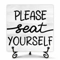 Farmhouse Please Seat Yourself Sign Bathroom Decor Shelf Toilet 5x5 Inches