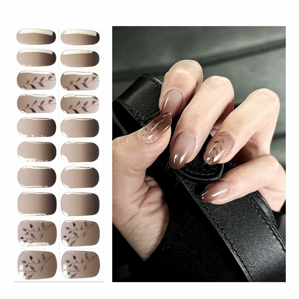 Oauee Semi Cured Gel Nail Strips 20 Stickers Anthracite Gray UV/LED Lamp
