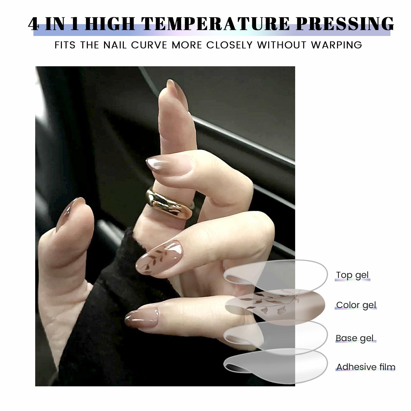 Oauee Semi Cured Gel Nail Strips 20 Stickers Anthracite Gray UV/LED Lamp